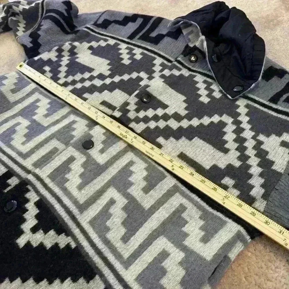 Vintage 80s 90s Mohair Wool Cotton Oversized Coat Aztec Boho Artsy Reversible L - Picture 14 of 16